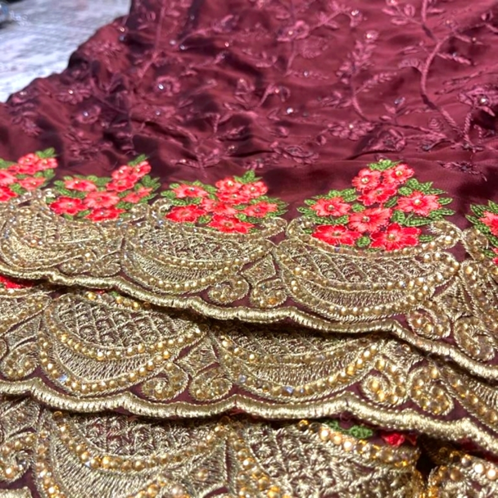 Mahroon saree